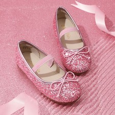 Girls Baby Flat Shoes Glitter Wedding Shoes Dress Shoes Slip On Ballet Flats