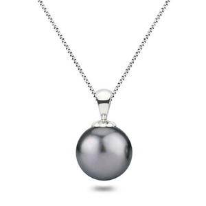 Authentic Freshwater Pearl Pendant AAAA Graded Gray Pearl Necklace Silver Settings