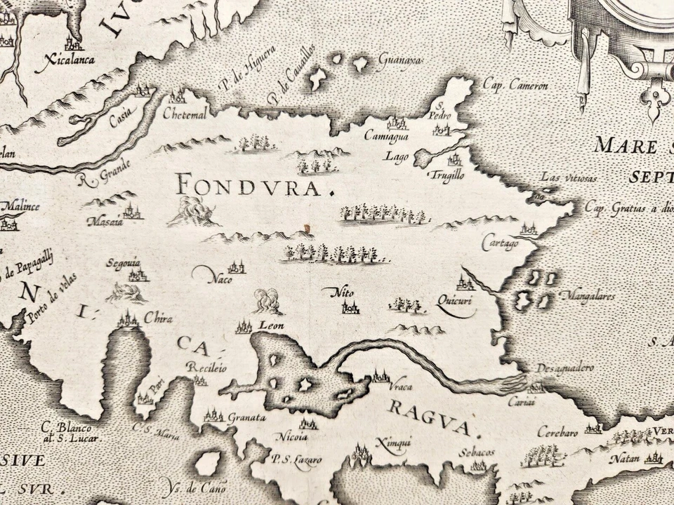 Antique Original Rare c1600 Map of Yucatan and Central America by C. Wyfliet - Image 4 of 4