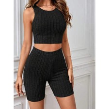 Wide Strap Tank and High Waist Shorts Set