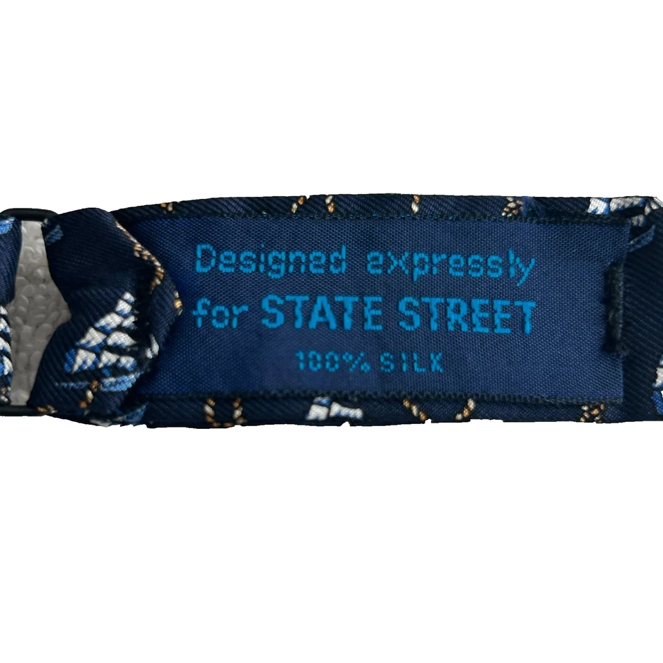 Pajarita náutica Jordan Marsh State Street azul 100 % seda ajustable Foto 4 de 4