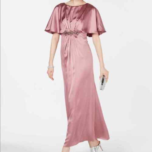 ADRIANNA PAPELL Draped Cape Long Dress 8 - Picture 2 of 6