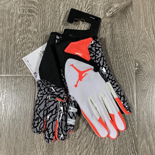 JORDAN NIKE Vapor Jet 7.0 ADULT Football Gloves WHITE/CEMENT/INFRARED, SMALL