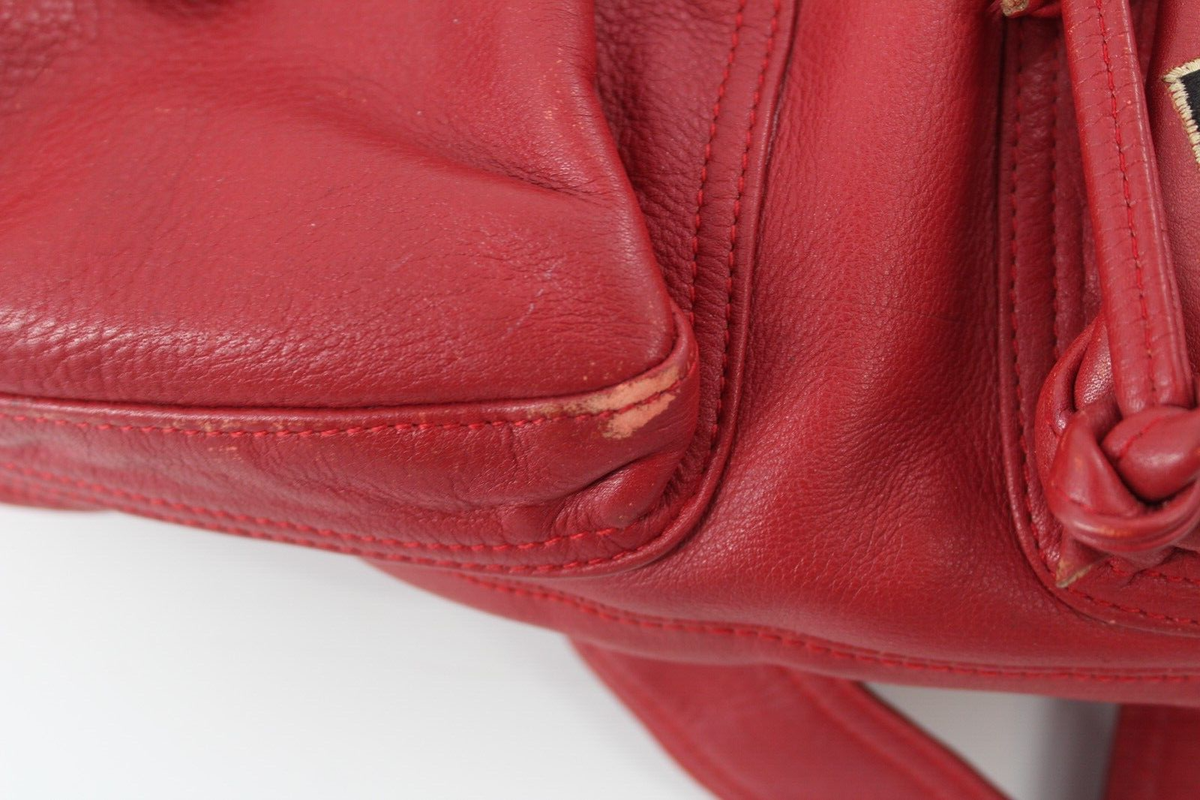 RARE! 90s Avirex Leather ICON VTG USA Style Backpack Rucksack Red
