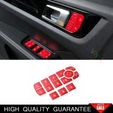 For Porsche Panamera 2017-19-2021 Red Aluminum Window Lock Lift Panel Trim 14PCS