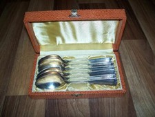 CLARFELD "6x Kaffeelöffel mit Etui" 90, 14,5cm,versilbert,antikes Besteck,Löffel