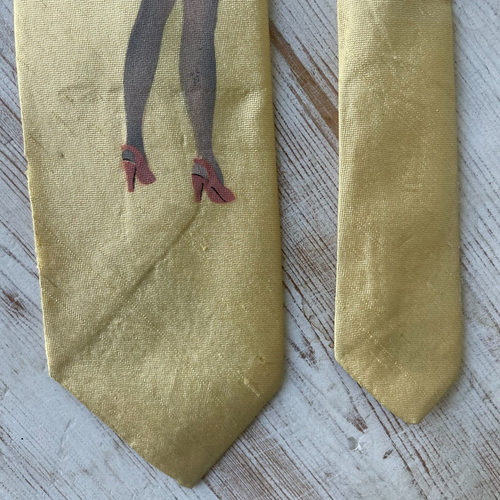 1940s 1950s Tie Pinup Girl Nude Necktie Striptease Novelty TRUE VINTAGE painted - Picture 3 of 13