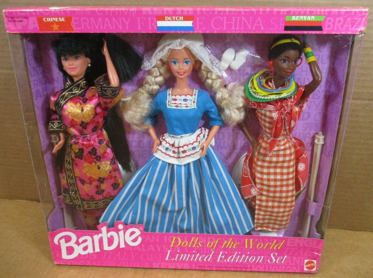 3 Doll Of The World Barbie Chinese Dutch Kenyan Limited Edition