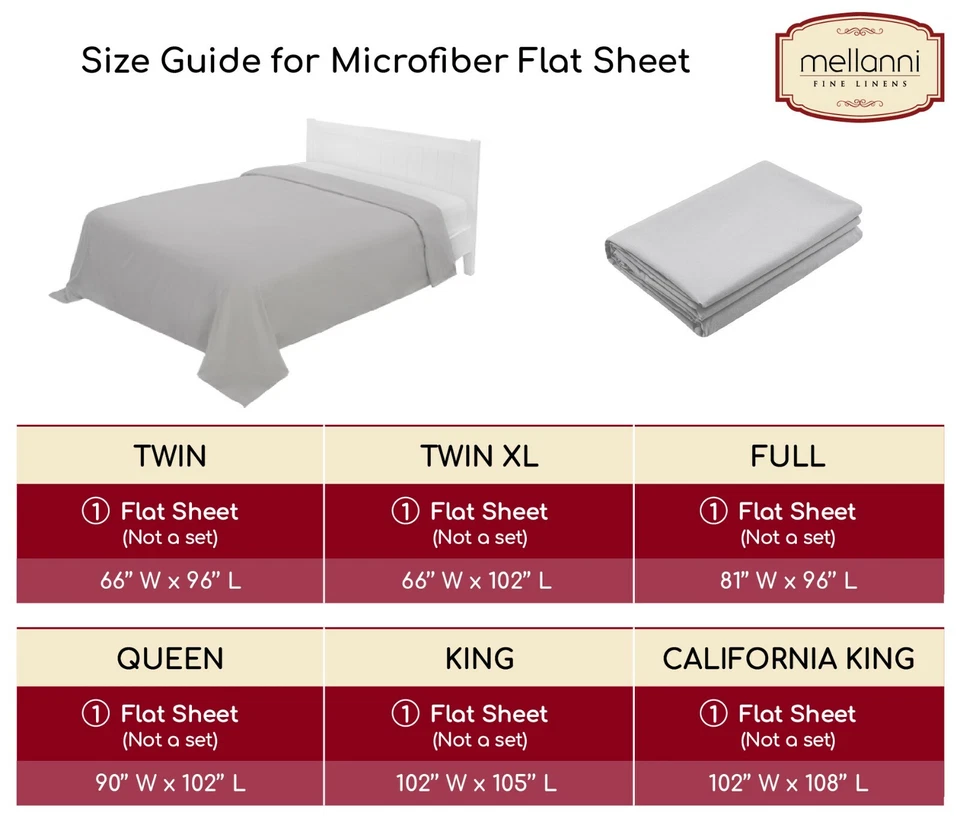 Mellanni 1 HOJA PLANA SOLO Colección Icónica Microfibra Hoja Superior Única Foto 3 de 3
