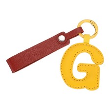 Initial Letter Keychain PU Leather Letter-G Key Chains for Women Yellow