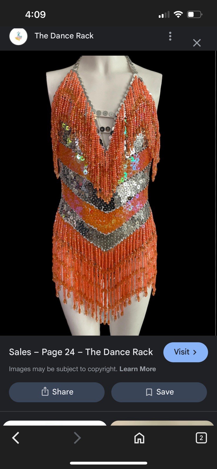Glamorous Orange Silver Beaded Halter Leotard with Fringe Detail