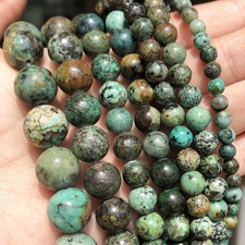 1 Strand African Turquoise Round Beads 2  12mm Natural Stone for Bracelet DIY