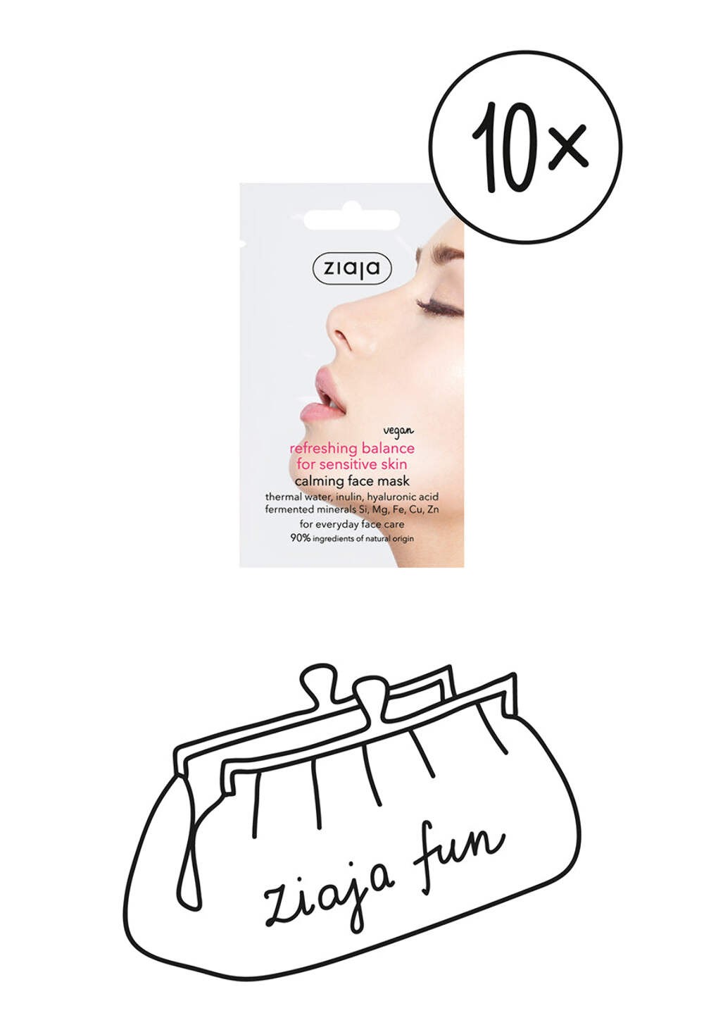 10x Ziaja Refreshing Balance Face Mask For Sensitive Skin 7ml OFFICIAL UK