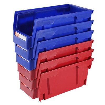 Stable Stackable Storage Bin 11x5x5in Odorless Rust-Resistant 12-Pack Blue/Red