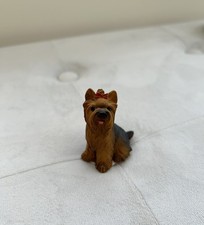 Mini Yorkshire Terrier Dog Figurine With Red Bow – Cute Yorkie Ornament