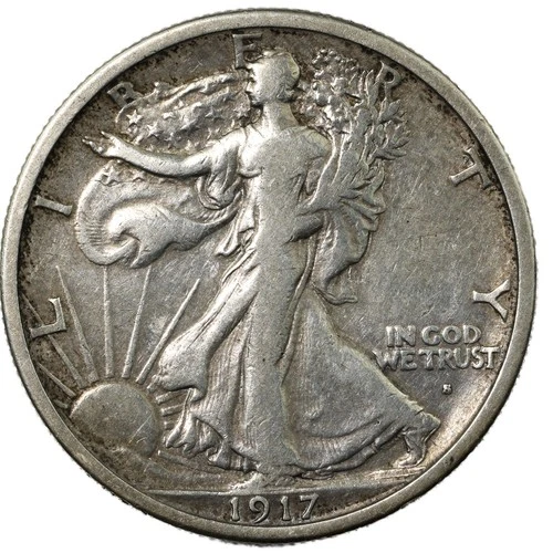 1917-S Obverse San Francisco Walking Liberty Half Dollar 50C Very Fine VF+