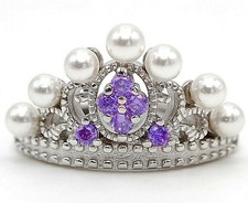 Tiara 1CT Amethyst & Pearl 925 Sterling Silver Ring Jewelry Sz 8 IB1-8