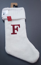 Monogram Letter F Knitted Christmas Stocking White Traditional Initial TARGET