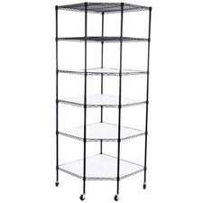 Black Heavy Duty 6-Tier Metal Rolling Freestanding Garage Storage Shelving Unit