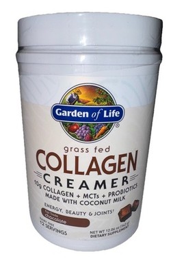 Garden Of Life Grass Fed Collagen Creamer Chocolate 12oz 10g Collagen + MCTs + P