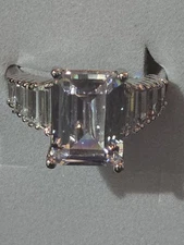 Park Lane Marry Me Ring Size 10 Emerald Cut And Baguettes  5ct CZ