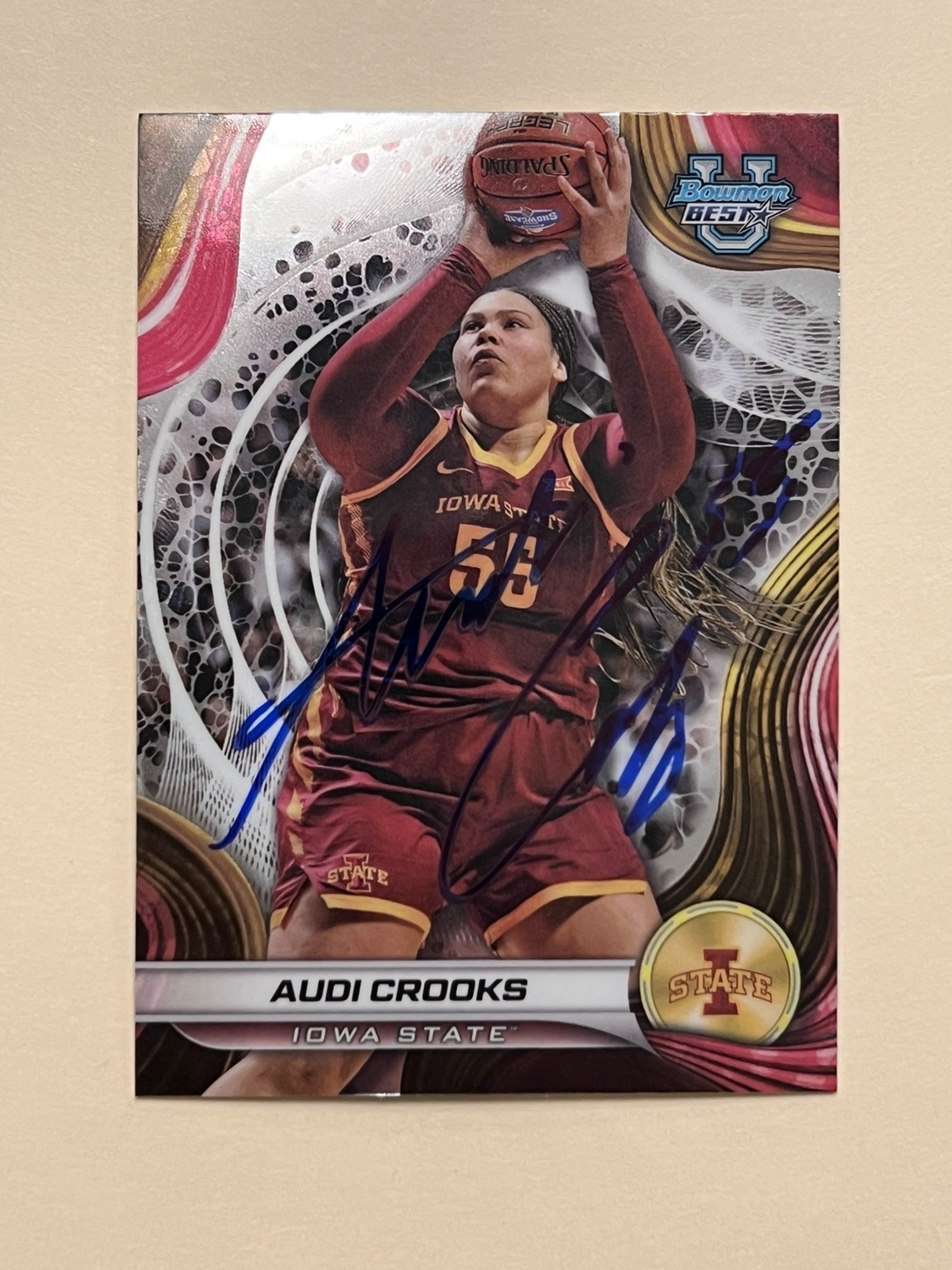 AUDI CROOKS Signed 2024-25 BOWMAN BEST UNIVERSITY BASE #10 Autograph Iowa State
