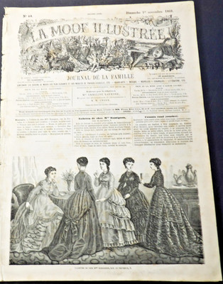 La Mode Illustree -Sunday, 1 November, 1868, No.44, French Fashion Magazine.