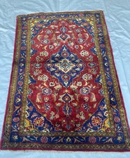 Handmade Vintage Wool Area Rug Carpet Traditional Oriental 148 X 98 CM