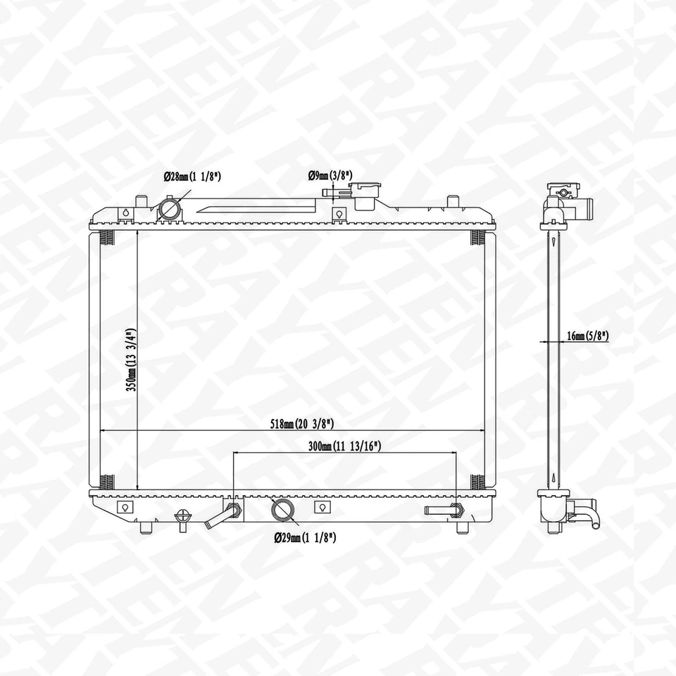 Aluminum Core Radiator for Suzuki Esteem 1995 1996 1997 1998 1999 2000 2001 - Image 2 of 4