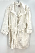 Chicos Jacket White Embroidered Utility Outerwear Jacket Linen NWT Size 4 XL
