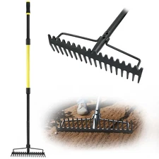Jardineer Bow Rake Heavy Duty, Long Handle Metal Rakes for Gravel, Rocks, Law...