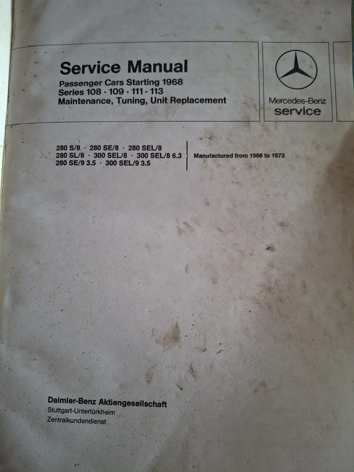 MERCEDES BENZ Dealer Service Manual 108 109 111 113 Maintenance Tuning - Image 2 of 4