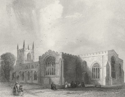 WALES. Bangor Cathedral SE view 1860 old antique vintage print picture
