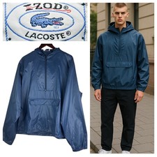 Vtg Izod Lacoste Rain Jacket Windbreaker Mens XL Navy Blue Hooded Anorak 4