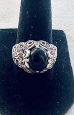 black onyx 7.5 Women Ring 925 SS