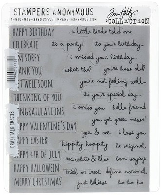 Tim Holtz Crazy Talk Cling Stamps - Stampers Anonymous, 7''X8.5'' Size