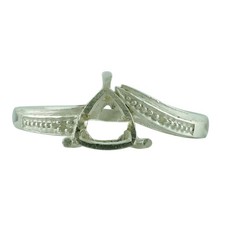 925 Sterling Silver 7mm Trillion Semi Mount Solitaire Ring For Wedding Ring