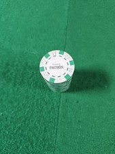 Patron Tequila Poker Chips / 20 Poker Chips / Tan/Green / Sealed Packaging 