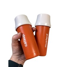 Vintage NOS Tupperware Pump Catsup Ketchup Mustard Dispenser Picnic Burnt Orange