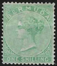 Bermuda (British) 1865 Scts #6, Mint/H, "Queen Victoria",  Very Fine, 1 Shilling