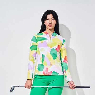 Nivo Ladies Long Sleeve Golf Polo in Abstract Print UK