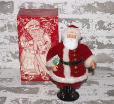 1989 VTG Avon Christmas With Santa Porcelain Doll Figure with Box & Stand 9"