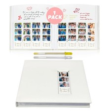 Photo Booth Scrapbook Album - 160 2x6 Photo Pockets with Writing Space, PU Le...