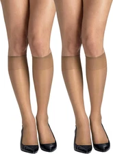 Hanes Women'S Silk Reflections Sheer Knee Highs Reinforced Toe (2 Pack)