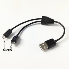 2pack 20cm Dual Micro USB Splitter Cable Power 2 Micro USB Devices white, black