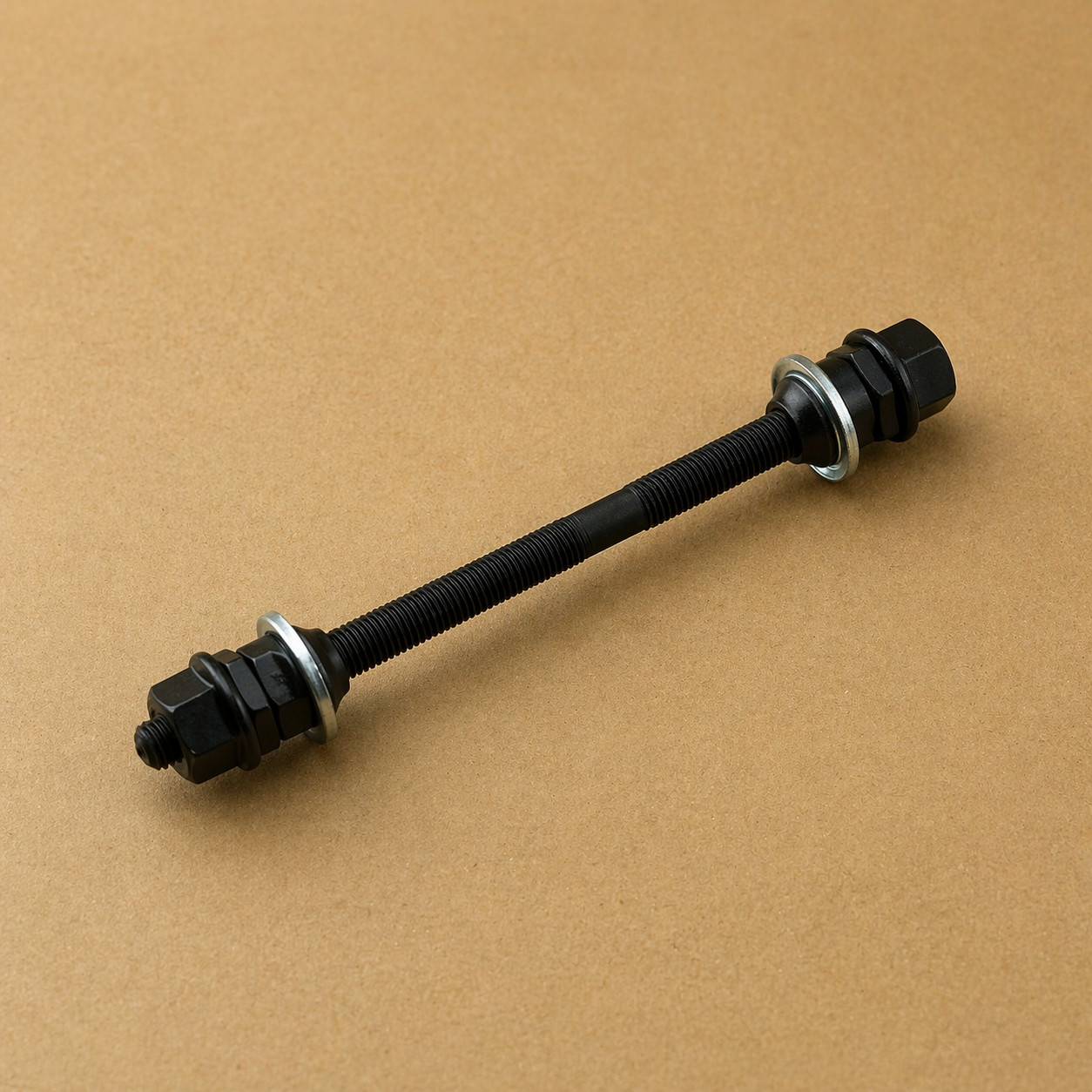 Black Schwinn Style Bike Front Hub Axle 5/16 X 140mm New Departure WL Cone Nuts.