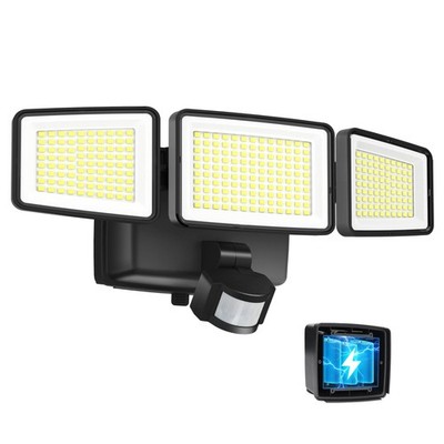 UME Battery Powered Motion Sensor Outdoor Lights 302 LED 1 Pack, Black 
