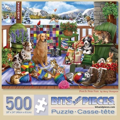 Bits and Pieces   500 Piece Jigsaw Puzzle for Adults   Porch Pets Fun - 500 