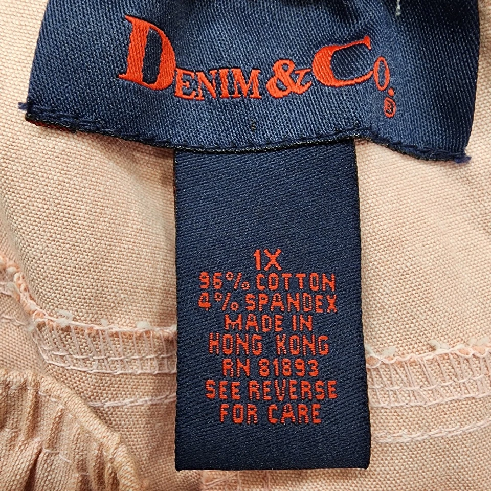 Pantalones Denim & Co Para Mujer 1X Rosa Pull On Informal EasyWear Sarga Capri Cónico Foto 4 de 4