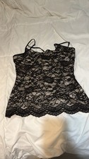 Black Lace Cami Tank Top Spaghetti Strap Lined